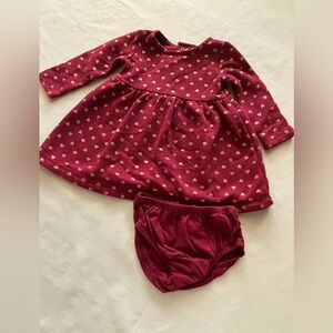 Carter’s 9 month burgundy dress with diaper cover